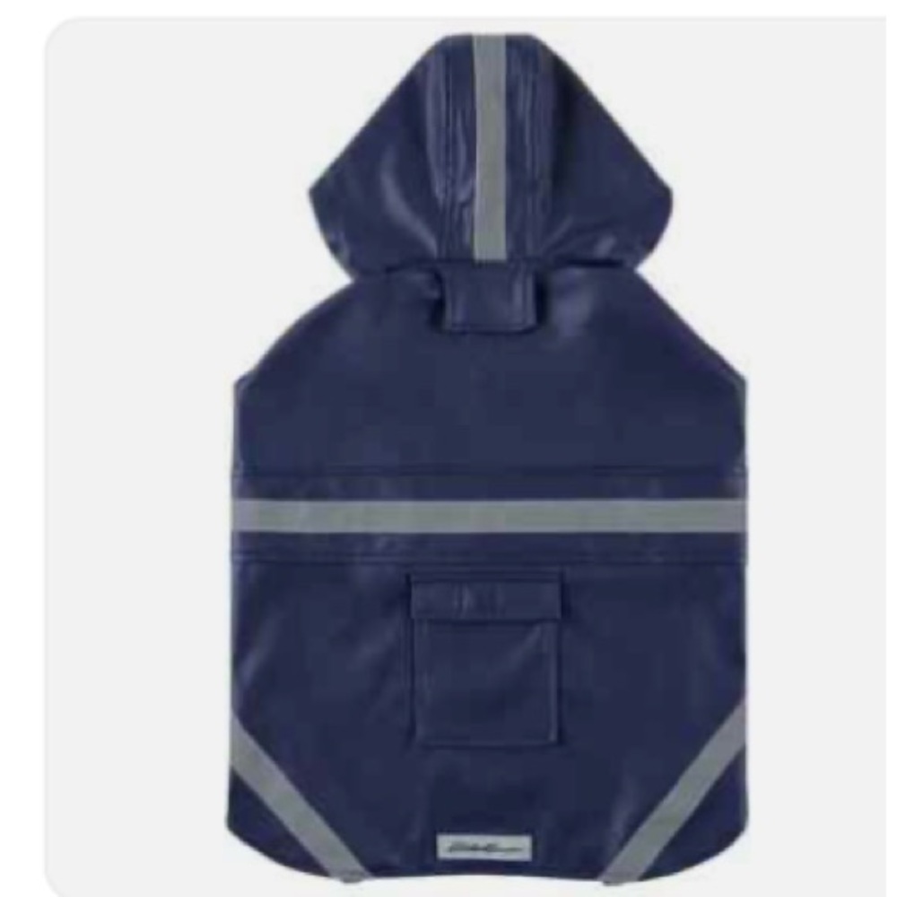 Navy Blue Dog Raincoat with Reflective Stripes by Eddie Bauer